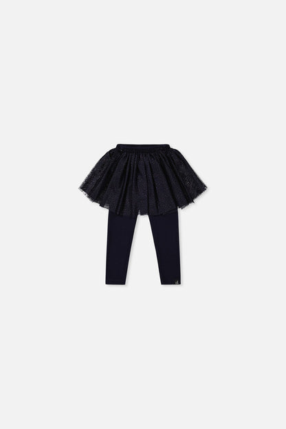 Baby Leggings With Integrated Tulle Skirt Dark Blue-0