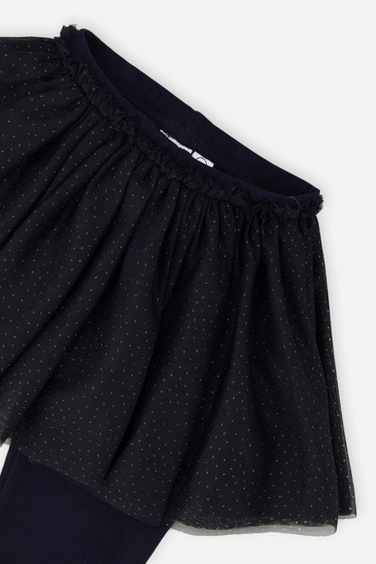 Baby Leggings With Integrated Tulle Skirt Dark Blue-2
