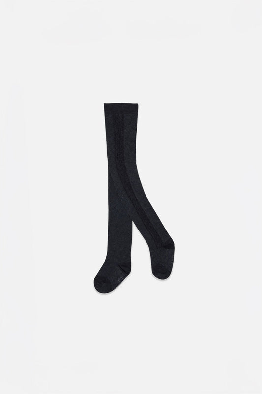 Baby Knit Textured Tights Dark Blue-0