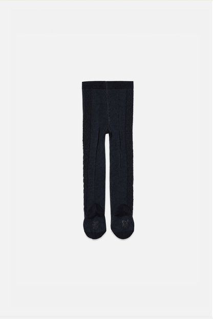 Baby Knit Textured Tights Dark Blue-1