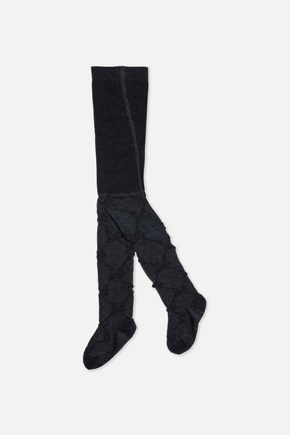 Knit Textured Tights Dark Blue-0