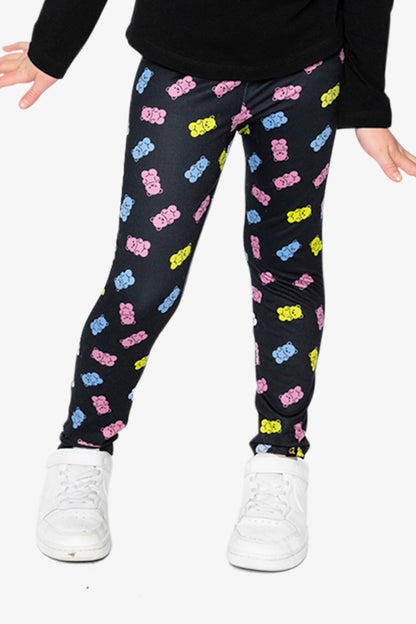 Printed Leggings Black Printed Gummy Bears-1