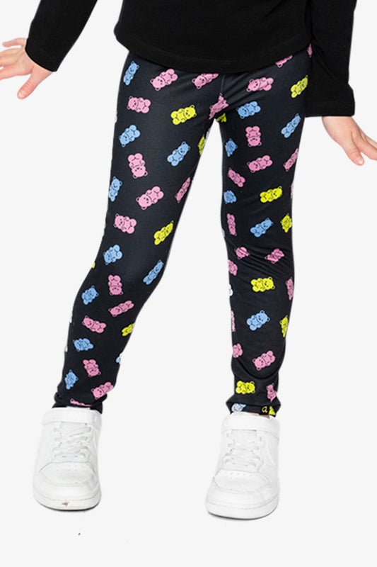 Printed Leggings Black Printed Gummy Bears-1