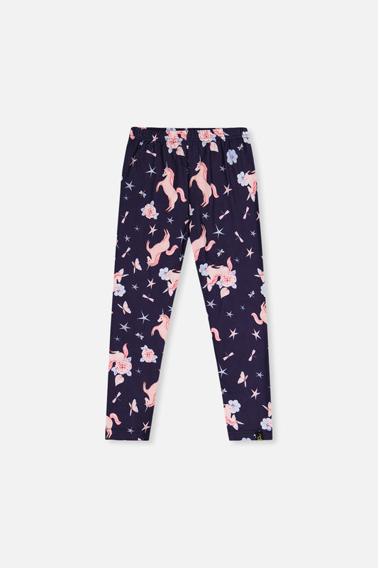 Printed Leggings Navy Unicorn Print-0