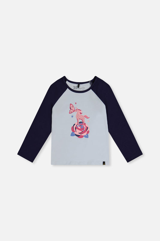 Raglan Organic Cotton T-Shirt Dark And Pale Blue-0