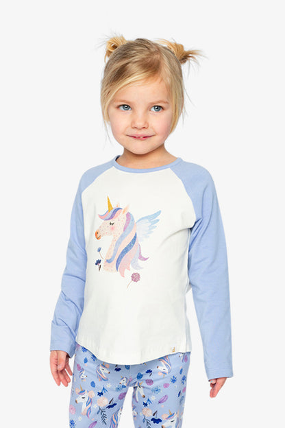 Raglan Organic Cotton T-Shirt Violet And Off-White-1