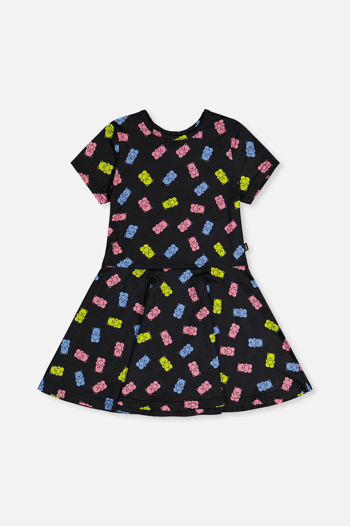 Short Sleeve Dress Black Printed Gummy Bears-0