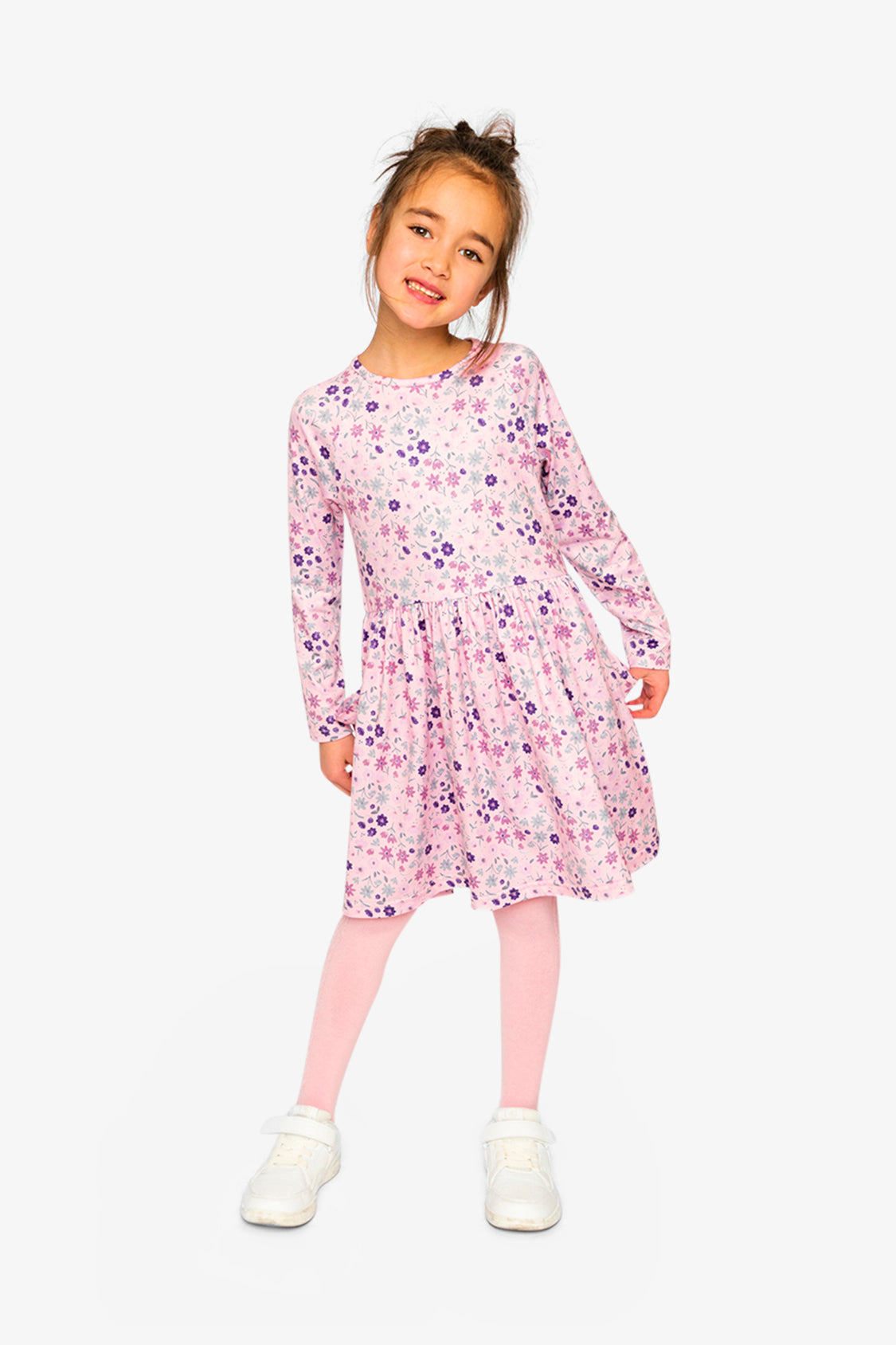 Long Sleeve Dress Rose Print Daisies-1
