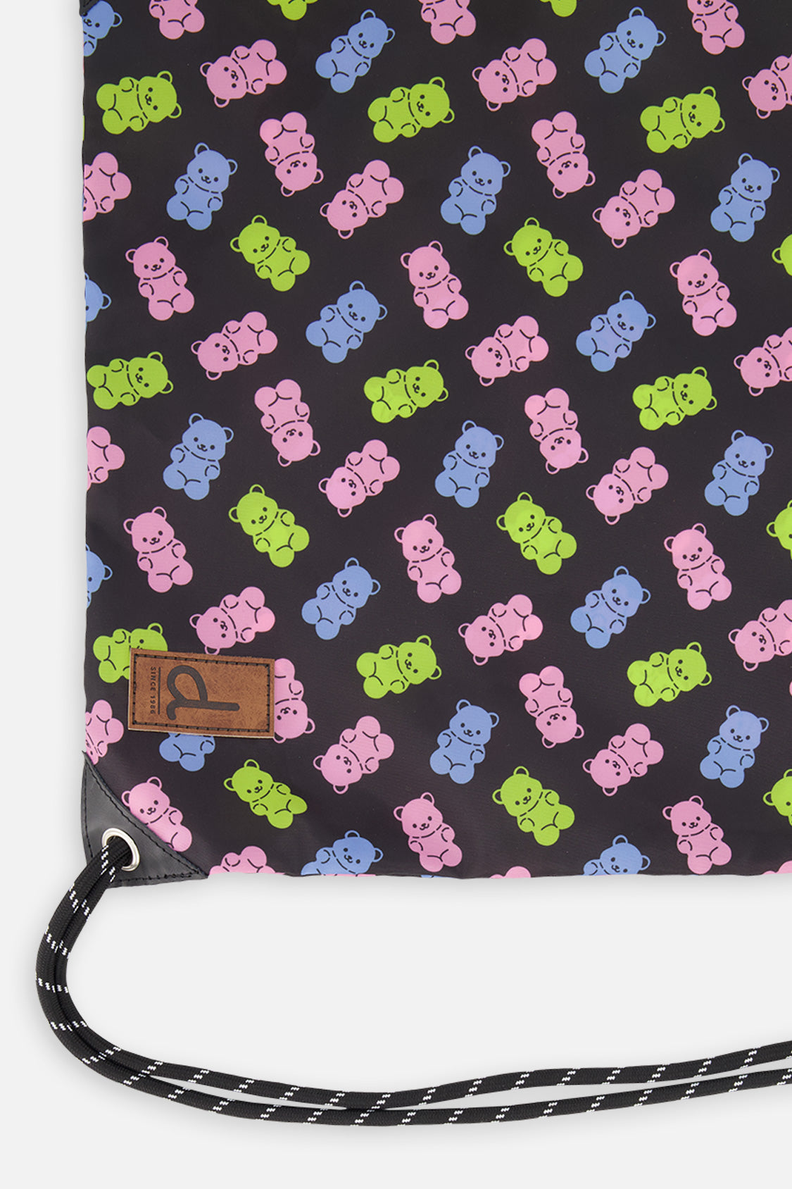 Drawstring Bag Black Printed Gummy Bears-2