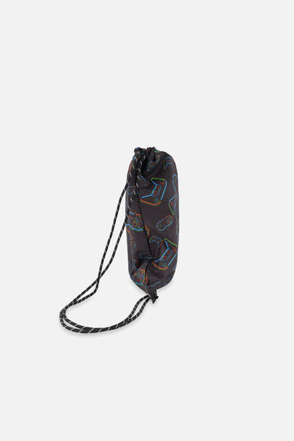 Drawstring Bag Black Printed Controller-1