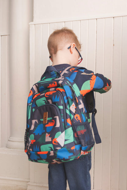 Little Kids Backpack Navy Dinosaur Print-1