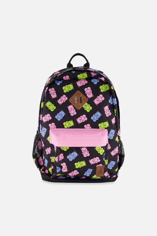 Kids Backpack Black Printed Gummy Bears-0