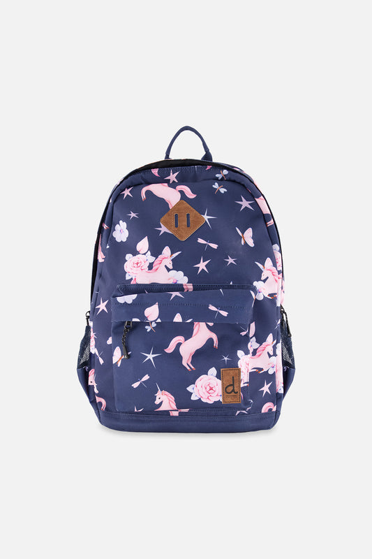 Kids Backpack Navy Unicorn Print-0