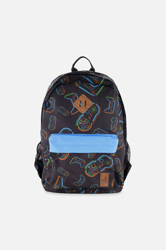 Kids Backpack Black Printed Controller-0