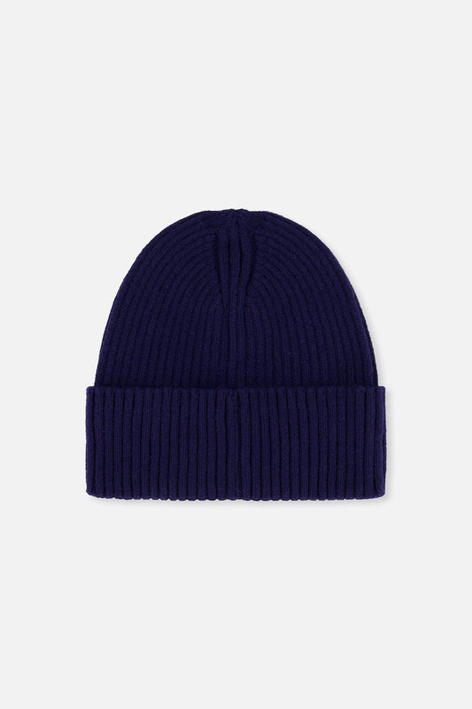 Ribbed Knit Hat Navy Blue-1
