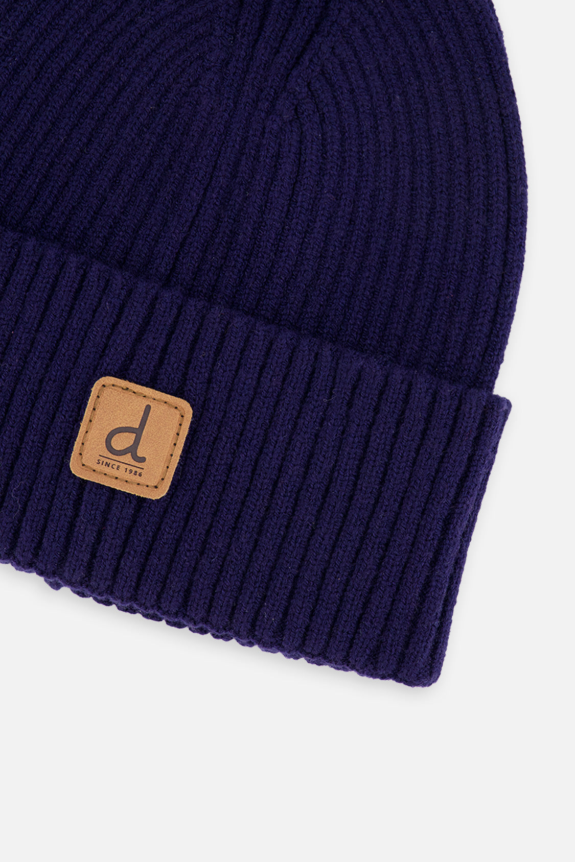 Ribbed Knit Hat Navy Blue-2