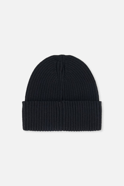 Ribbed Knit Hat Black-1