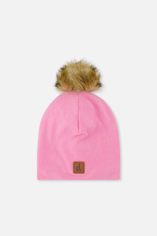 Baby Jersey Hat With Pompom Pink-0