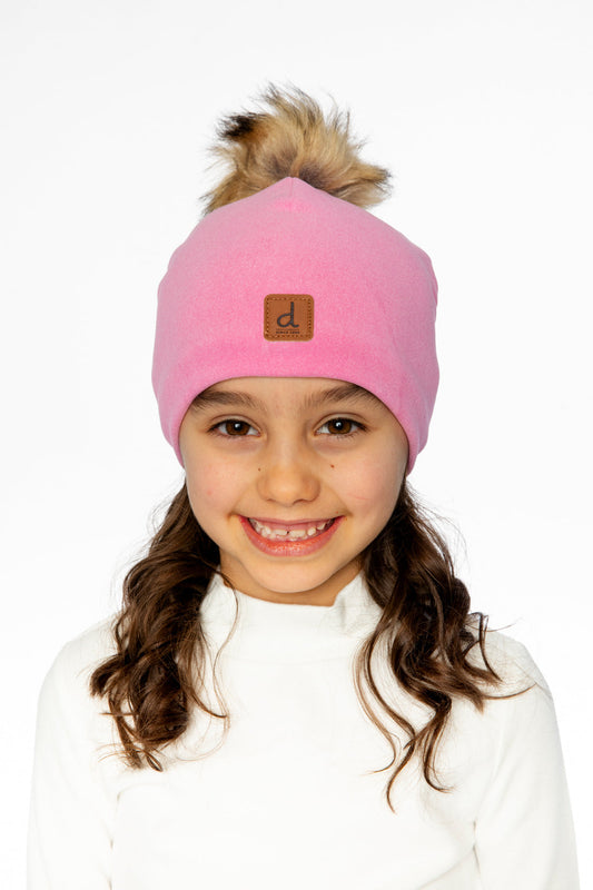 Jersey Hat With Pompom Pink-1