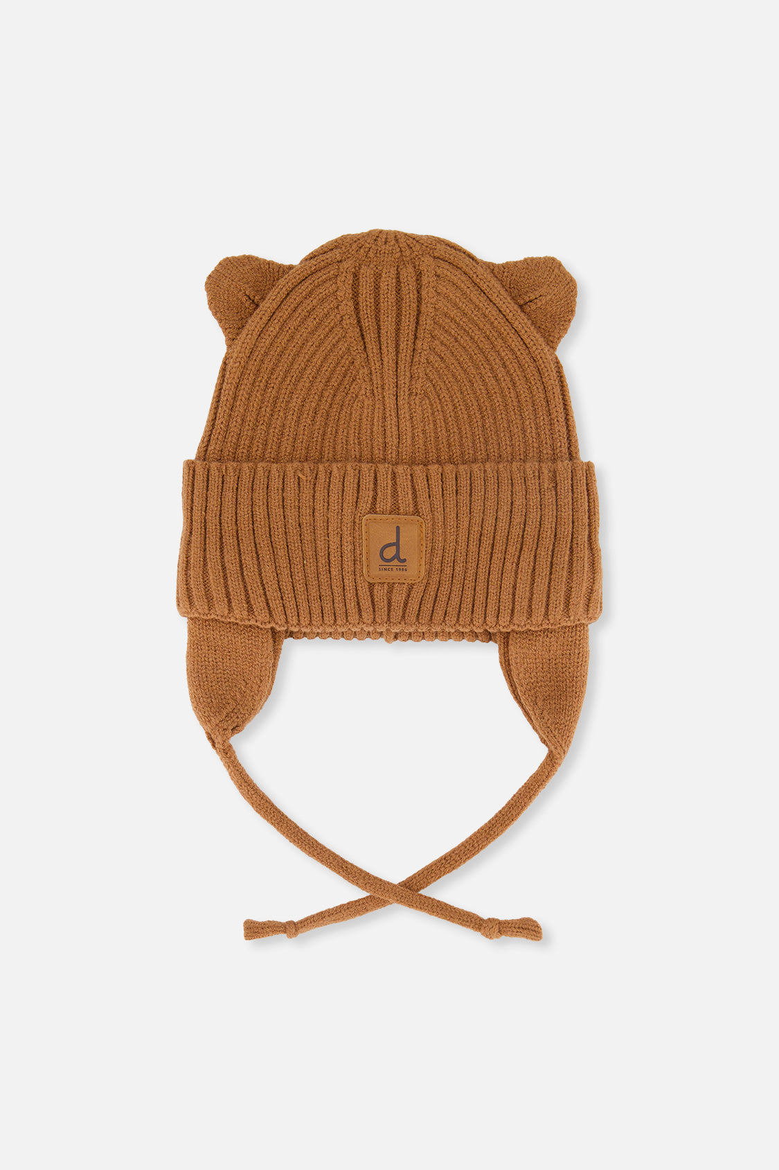 Baby Knit Hat With Strings Brown Sugar-0