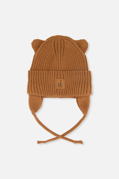 Baby Knit Hat With Strings Brown Sugar-0