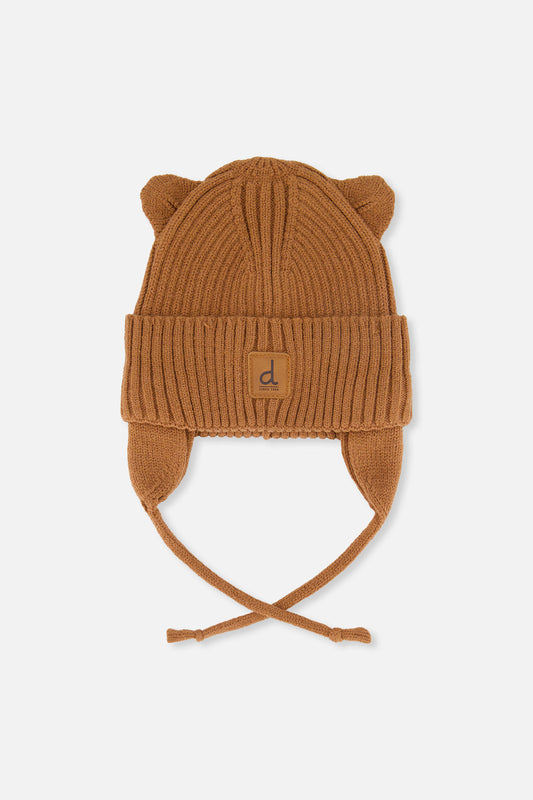 Baby Knit Hat With Strings Brown Sugar-0