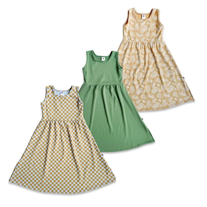 Kids' Bamboo Square Neck Midi Dress | Leaf Green-1