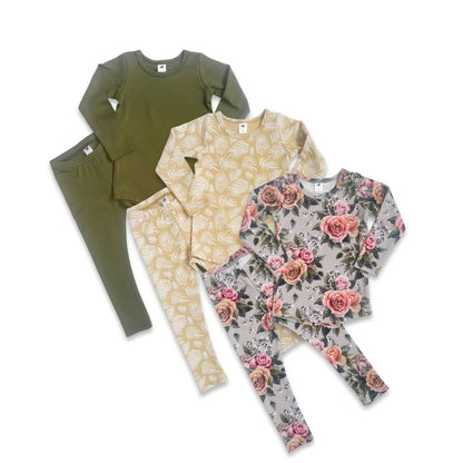 Kids' 2-Piece Bamboo Long Sleeve Lounge Set | Palm Fronds-1
