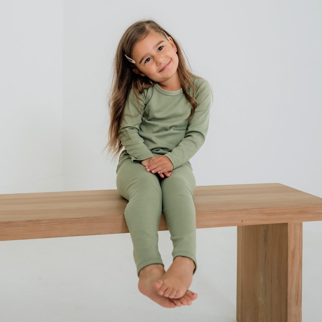 Baby/Kids' Bamboo 2-Piece Long-Sleeve Lounge Set | Sage-0