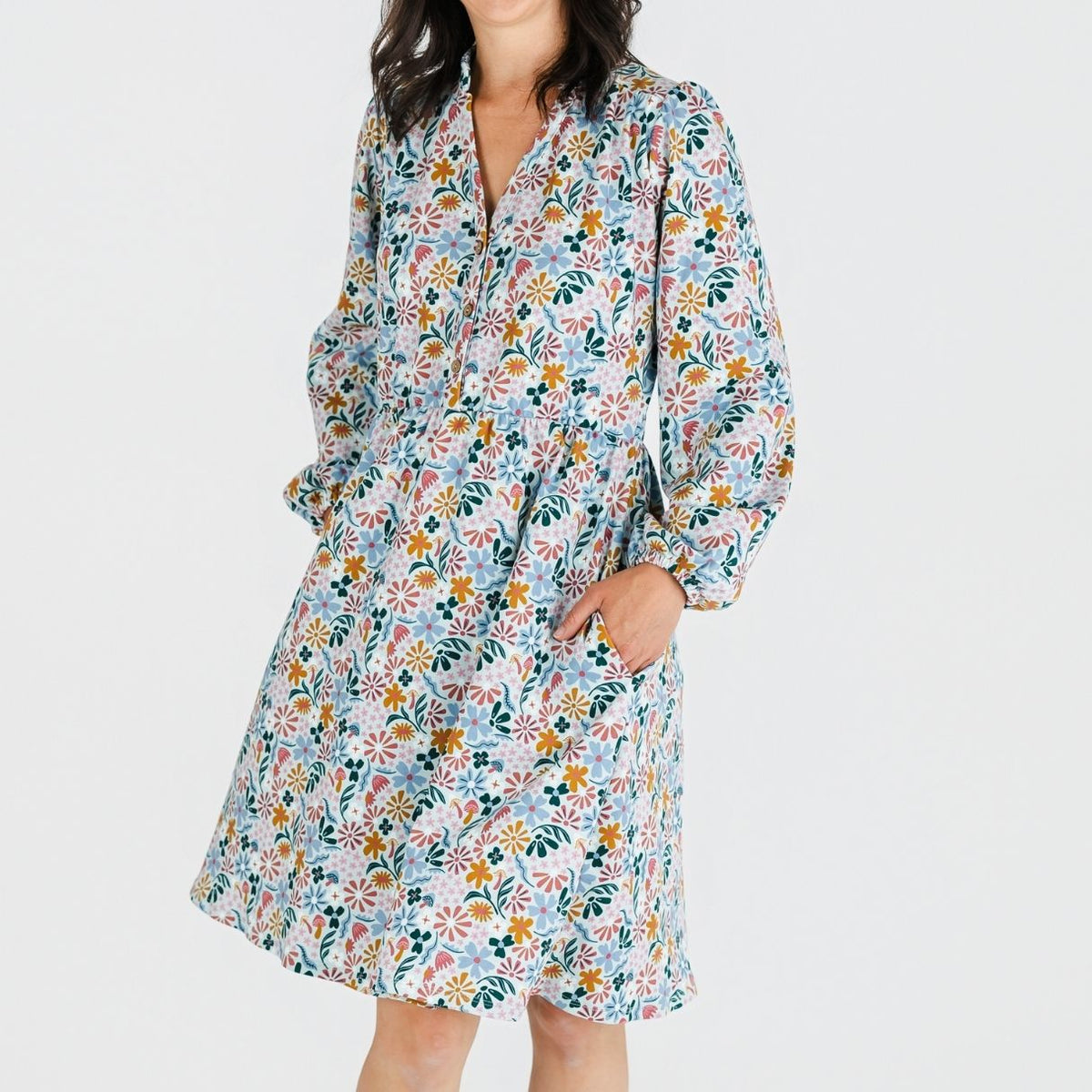Ladies' Bamboo Puffed Sleeve Dress | Floating Floral-1