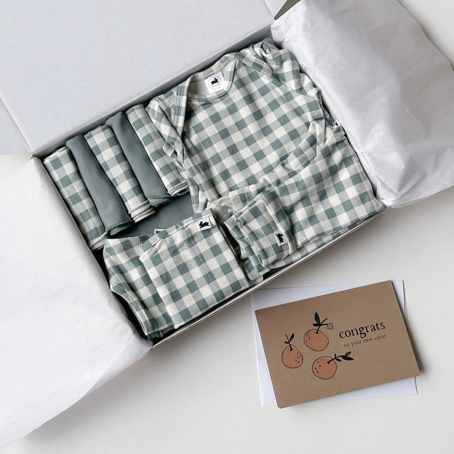 Bamboo Baby Capsule Gift Box - Eucalyptus Gingham & Eucalyptus-4