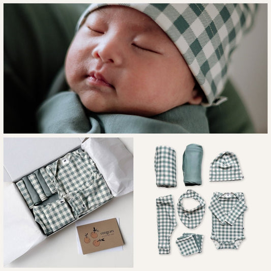 Bamboo Baby Capsule Gift Box - Eucalyptus Gingham & Eucalyptus-0
