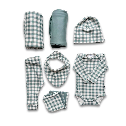 Bamboo Baby Capsule Gift Box - Eucalyptus Gingham & Eucalyptus-1