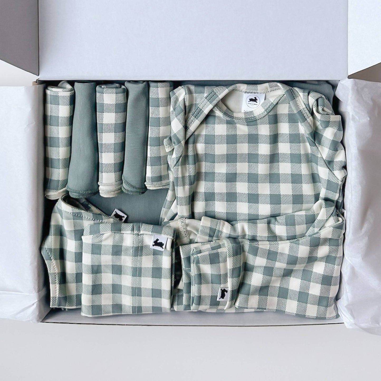 Bamboo Baby Capsule Gift Box - Eucalyptus Gingham & Eucalyptus-3