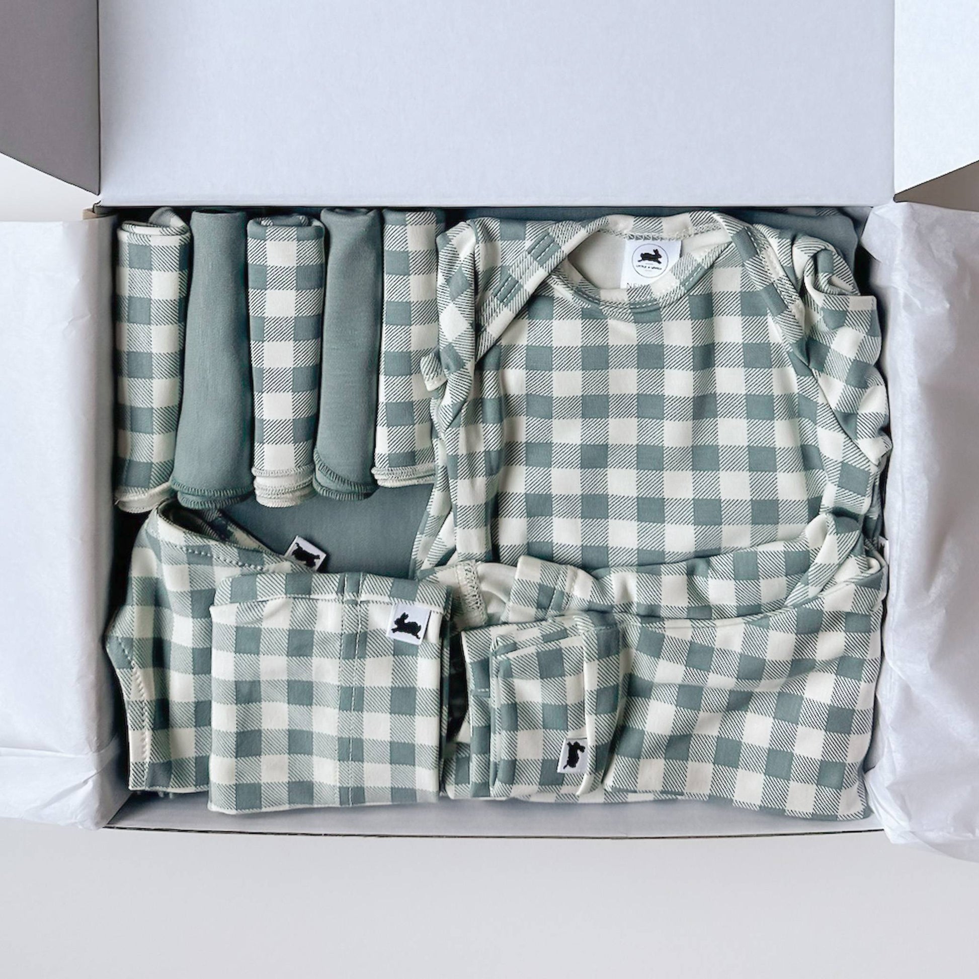 Bamboo Baby Capsule Gift Box - Eucalyptus Gingham & Eucalyptus-3