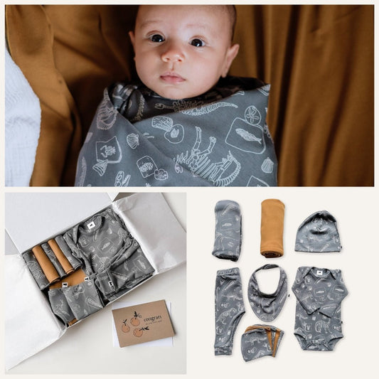 Bamboo Baby Capsule Gift Box - Fossil & Umber-0