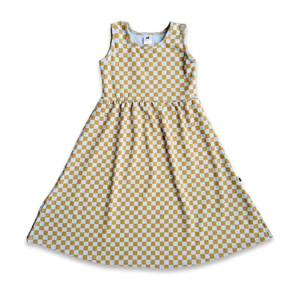 Kids' Bamboo Square Neck Midi Dress | Blue Checkers-0