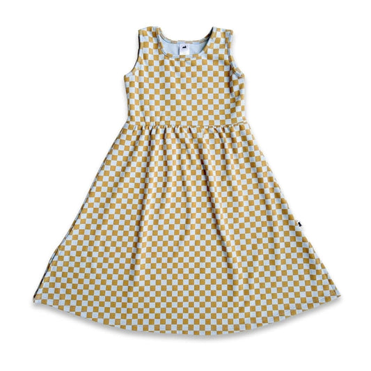 Kids' Bamboo Square Neck Midi Dress | Blue Checkers-0