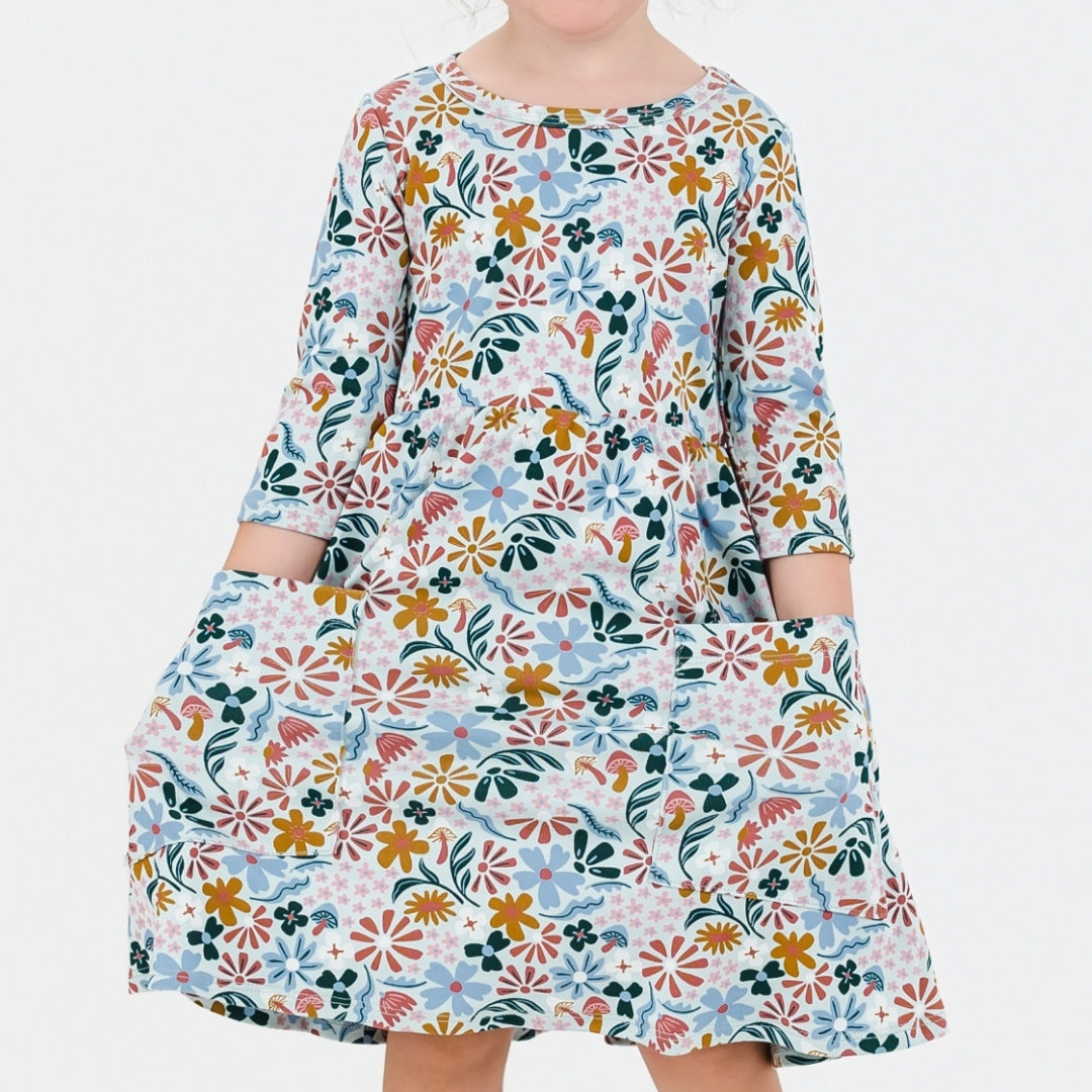Youth Bamboo Clementine Dress | Floating Floral-1