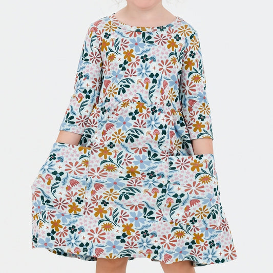 Youth Bamboo Clementine Dress | Floating Floral-1