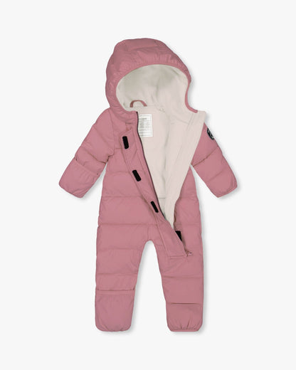 One-Piece Baby Cloud Compressible Snowsuit Designed For Car Seat Dusty Pink-1