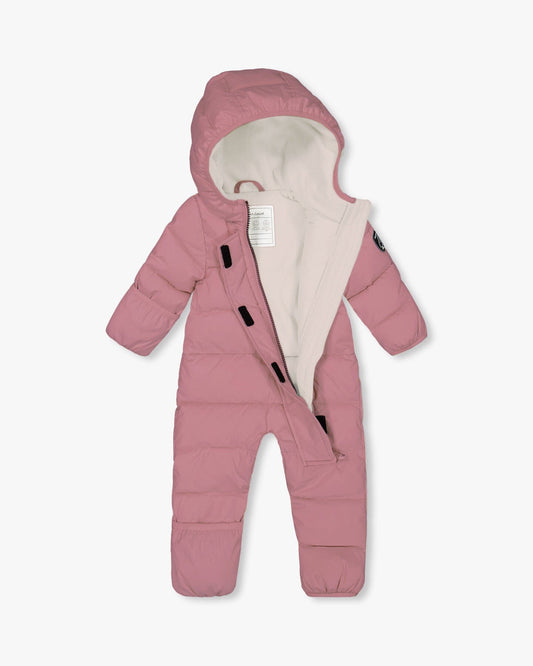 One-Piece Baby Cloud Compressible Snowsuit Designed For Car Seat Dusty Pink-1