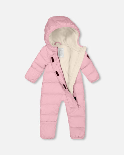 One-Piece Baby Cloud Compressible Snowsuit Designed For Car Seat Pink-1