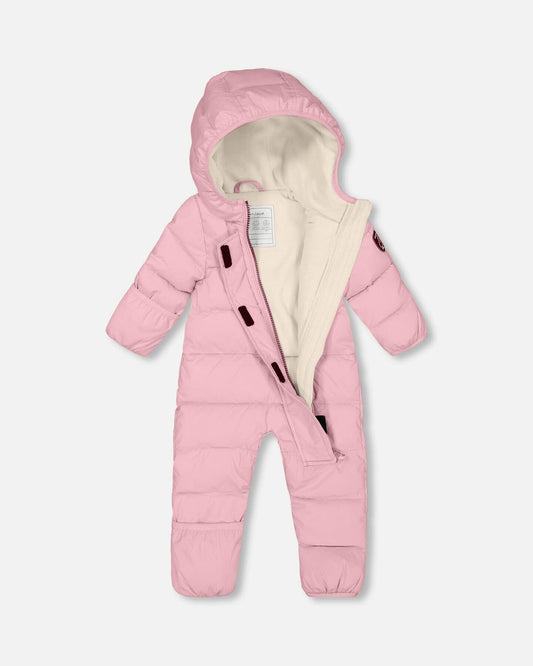 One-Piece Baby Cloud Compressible Snowsuit Designed For Car Seat Pink-1