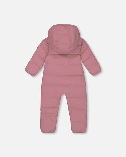 One-Piece Baby Cloud Compressible Snowsuit Designed For Car Seat Dusty Pink-2